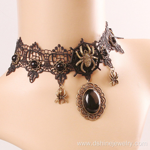 Lace Necklet Gothic Style Spider Pattern Necklace